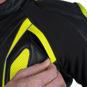 Veste de moto en cuir de vachette véritable pour homme, protection de course blindée CE, haut coupe-vent imprimé noir jaune - Product Image 3