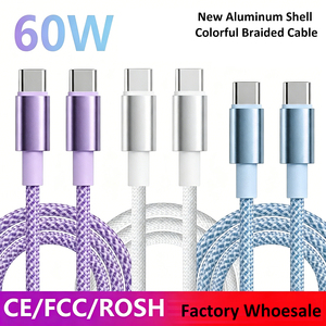 Cable USB C a USB C de 60W PD, 1m, Trenzado de Nailon, Carga Rápida, Cable de Datos con Blindaje de Lámina para <span class=keywords><strong>iPhone</strong></span> 16 15 MacBook iPad Pro - Product Image 1