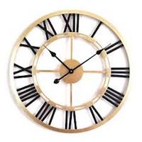 Jam Dinding Dekoratif Rumah Mewah Kontemporer Logam Besi Hitam Kustom, Tampilan Jarum Analog, Mesin Quartz, Bertenaga Baterai