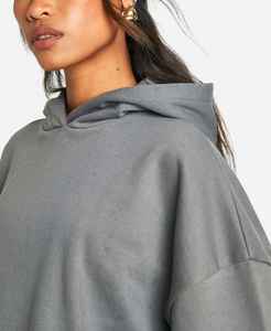 Sudaderas con capucha largas de invierno con logotipo impreso de manga abullonada personalizada para mujer, ropa informal de algodón 100% de terciopelo de alta calidad, ropa informal de Hip Hop - Product Image 3