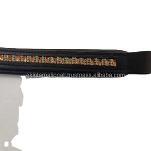 Banda para la frente de cuero de canal vacío con acolchado supersuave de nuevo estilo al por mayor Para Caballo viene con diamantes de imitación Hot Fix de diseñador - Product Image 1