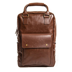 Mochila de viaje de negocios unisex vintage, de cuero genuino, impermeable, forro de algodón, cierre de cremallera, logotipo personalizado, novedad - Product Image 1