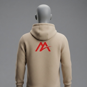 Sudadera con Capucha MATTIERA para Hombre, Color Beige, con Gráfico de Cámara y Logotipo Rojo, de Forro Polar, Estilo Urbano, Informal, Personalizable, Venta al Por Mayor, OEM, ODM - Product Image 2