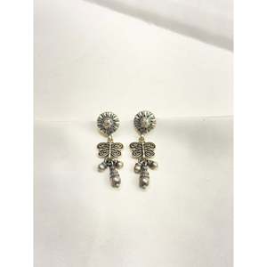 Pendientes Colgantes de Plata 925 Tridha con Mariposa Floral, Estilo Jhumka, Modernos, Vintage, Clásicos para Boda, Religiosos, con Forma de Campana, para Mujer, 4.9cm - Product Image 3