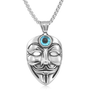 yunnique Pendentif masque facial en acier titane, style punk rétro unique et tendance, pour hommes et femmes, pendentif œil en acier inoxydable 2807 - Product Image 5