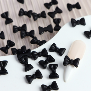 50 pièces/sac rose <span class=keywords><strong>blanc</strong></span> ruban arc ongles breloques polymère argile Nail Art cravate décoration Kawaii accessoires manucure conception fournitures - Product Image 1