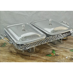 Fabuloso diseño de boda decorativo Servidor de alimentos Chaffer platos comida servir plato de frotamiento en precio asequible - Product Image 4