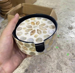 Handcrafted Mother of Pearl Inlaid Coaster <b>Decorative</b> Shell Inlay Table <b>Accessory</b> - Product Image 5