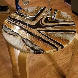 MESA DE MEZCLA y MADERA La mejor calidad Muebles de lujo para el hogar Madera maciza de nogal Restaurante Comedor Café Río Cocina Epoxi - Product Image 1