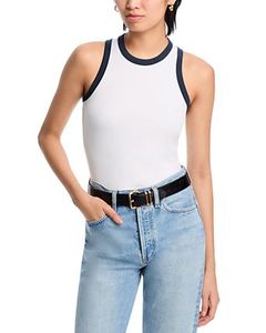 Débardeur décontracté Ringer pour femme 100% coton respirant et écologique motif solide avec logo avant - Product Image 2