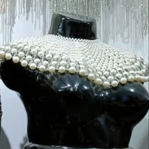 Elegante capa burlesca con cuentas hebras lentejuelas perla bordado recto silueta sujeta cuello festivales Logo Natural - Product Image 3