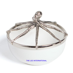 Cuenco decorativo pulido brillante Aluminio Metal Plata Brillante Lujo Bordes rotos Diseño Tazón de mesa - Product Image 6