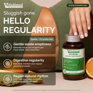 Complément Alimentaire Vifadimed Rhubarbe pour Adultes, 45 Capsules pour la Santé du Côlon et de l'Intestin - Product Image 2