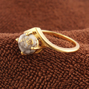 แหวนงานฝีมือทำจากทองแดง Howlite,แหวนซ้อนกันได้24K ชุบทองรูปทรงกลมหรูหราแหวนซ้อนกันได้8US - Product Image 3