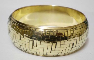 Brazalete de Cobre Chapado en Oro con Textura de Mimbre de Lujo para Mujer, Brazalete Ancho de Moda, Elegante Metal de Alto Pulido - Product Image 4