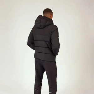 OEM Custom Logo <b>Warm</b> Simple Style Winter Quilted Down Coat Hooded Puffer <b>Jackets</b> Zip up Down <b>Jacket</b> for <b>Men</b> - Product Image 4