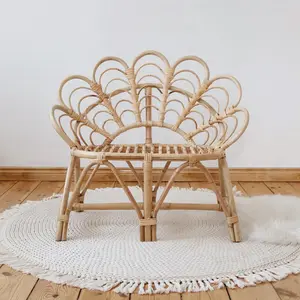 Vendita calda vimini Rattan panca lunga mobili per bambini retrò Boho bambino divano Vietnam produttore a buon mercato all'ingrosso