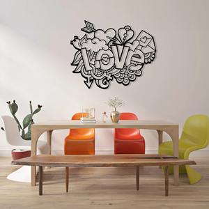 Art mural calligraphique « Modest Love » finition noire, idéal pour la décoration de chambre personnelle, d'espace de couple et d'accent mural de clubs, provenance Inde - Product Image 6