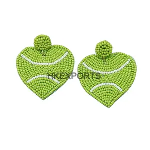 Sporty Chic Seed Bead Earrings with Tennis, Basketball, and Baseball Themes - Wholesale Sports-inspired Earrings