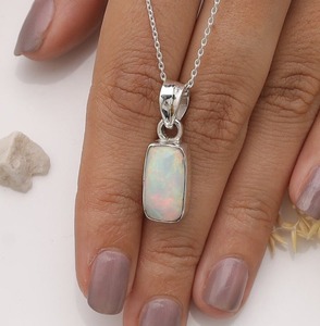 925 argent Sterling Boho Style opale Spinner pendentif pierre précieuse faite à la main avec placage à l'or parfait cadeau de mariage bijoux - Product Image 2