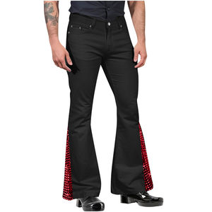 <b>Men's</b> Casual Vintage Breathable Waterproof Polyester/Cotton Chip Flared Track Pants - Product Image 3