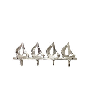 Crochet mural fait à la main pour 4 yachts, fini argent, vente à chaud de crochets multifonctionnels en métal, crochet décoratif pour la maison et le bureau - Product Image 3