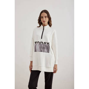 Blusa de Punto Estampada con Cierre de Cremallera, Estilo Casual para Primavera y Otoño - Product Image 4