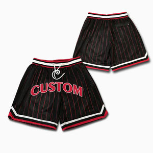 Shorts de basket-ball pour hommes vintage en twill brodé personnalisé, 5 pouces, double couche, maille respirante, séchage rapide, streetwear - Product Image 1