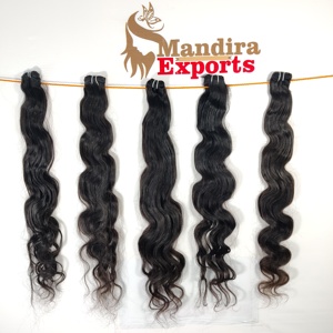 Extensions de cheveux humains naturels vierges non traités, ondulés, alignés sur les cuticules, provenant de temples indiens - Product Image 3