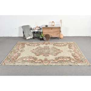 Tradicional verde Beige 6,5X10,1 pies lana Aubusson diseño sala de estar alfombra Patchwork rectángulo turco alfombra látex para adolescentes - Product Image 1