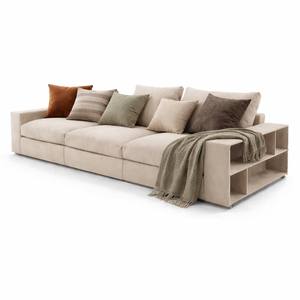 <b>Modern</b> Modular <b>Sofa</b> with Integrated Wooden Bookcase | Contemporary Upholstered Living Room <b>Sofa</b> | Custom OEM Luxury Seating - Product Image 3