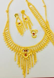 2024 Vintage italien inspiré 24K plaqué or cuivre ensemble de bijoux diamant orné collier direct de l'inde USA cadeau - Product Image 3