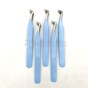RMI prix de gros pince à cils bleu ciel enduit de poudre couleur et point d'argent Instruments de beauté pince à épiler Extension de cils - Product Image 2