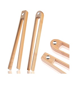 2 pinzas para tostadora de madera de 8,7 pulgadas con imán, pinzas magnéticas para tostadora de bambú, pinzas para tostadas de madera, utensilio de cocina de bambú Natural - Product Image 1