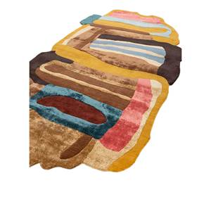 Alfombra Abstracta Joy Gold de Lana y Viscosa Hecha a Mano con Técnica Tufted, Modelo Tra-15216, para Decoración del Hogar - Product Image 2