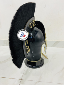 Armure musculaire gréco-romaine médiévale Casque romain Cosplay Casque spartiate romain noir avec panache noir Costume de guerrier d'Halloween - Product Image 4