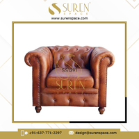 Canapé en cuir Chesterfield tufté de qualité supérieure au design unique pour hôtel, resorts, villa à la ferme