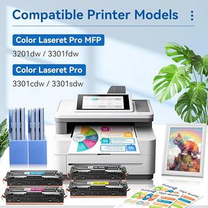 Cartouche de toner couleur HP 218A 218X pour imprimante multifonction Pro, lot de 4 avec puce, remplacement compatible 3301fdw 3301cdw - Product Image 3