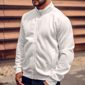 Slim Fit Crewneck <b>Sweatshirt</b> French Terry Plain Custom Logo Jackets Wash Vintage <b>Full</b> <b>Zip</b> <b>Sweatshirt</b> - Product Image 1