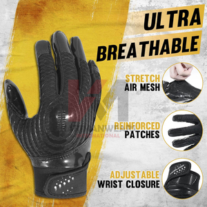 Gants de football américain avec logo personnalisé, fabricant OEM, qualité professionnelle, poignets en silicone antidérapants - Product Image 6