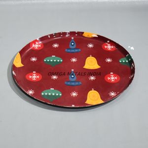 ถาดเสิร์ฟสีแดงมีสไตล์พร้อมการออกแบบเครื่องประดับวันหยุดขี้เล่นเหมาะสำหรับเสิร์ฟของว่างและสังสรรค์ในเทศกาล - Product Image 4