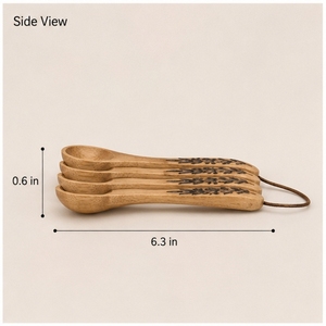 ชุดช้อนไม้ 4 ชิ้น ลายใบไม้ แกะสลักด้วยมือ สำหรับใช้ในครัว - Product Image 4