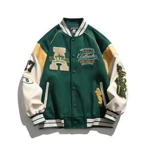 Vestes universitaires en coton lourd avec col et poignets côtelés, broderie personnalisée en patchwork, réduction en gros - Product Image 1