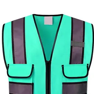 Logo personnalisé gilet de sécurité réfléchissant haute visibilité avec multi-poches respirant Construction Workwear pour hommes et femmes - Product Image 2