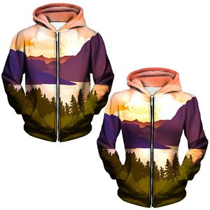 Nouveau style mode Streetwear automne poids lourd imprimé coupe régulière quart Zip sweats à capuche pour hommes - Product Image 6