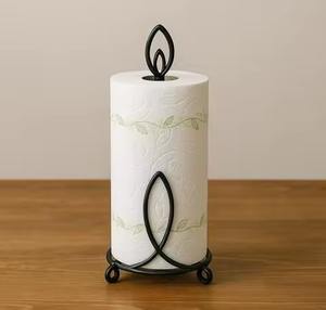 Meilleure qualité fer métal porte-rouleau de papier support ustensiles de cuisine ferme debout noir porte-rouleau de papier toilette - Product Image 2