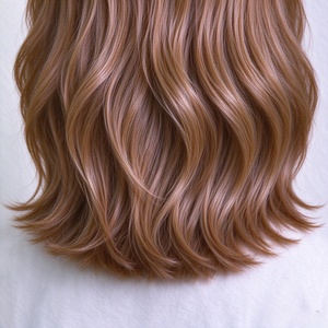 Perruque en cheveux humains brun chaud, ondulations douces, cuir chevelu naturel, raie au milieu, pour usage quotidien - Product Image 6