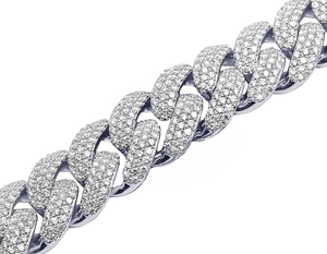 Lujo 10K oro blanco helado cadena de eslabones cubanos con laboratorio cultivado diamante Premium estilo Hip Hop collar joyería para hombres - Product Image 3