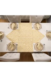 Yellow Ring Pattern 5 Piece Dining Table Set and 4 <b>Placemats</b> 35x45 cm 1 Triangle Runner 50x150 cm Elegant Table Decoration - Product Image 3