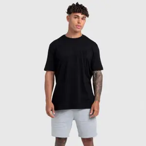 Camiseta masculina 100% algodão de cor preta, de qualidade premium, ajuste regular básico, camiseta personalizada para homens, camisetas básicas